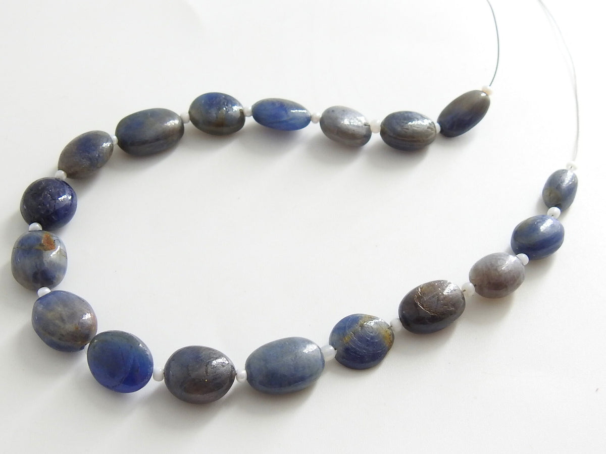 Natural Blue Sapphire Smooth Oval Tumble Beads, 8 Inch Strand Loose Gemstone for DIY Jewelry Making, Wholesale Supplies PME-TU5