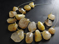 Natural Golden Rutilated Quartz Faceted Tumble Briolettes Raw Nugget Beads Handmade Loose Stone Strand for Jewelry Making 9pc 30x19-16x12mm