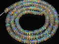 Natural Ethiopian Opal Smooth Rondelle Beads 16" Strand, Multi Color Flashy Fire Loose Gemstone Beads, DIY Birthstone Jewelry Supplies