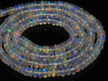 Natural Ethiopian Opal Smooth Rondelle Beads Multi Fire Opal Stone 16" Strand Loose Gemstone Beads for DIY Jewelry Making Supplies MS-EO2