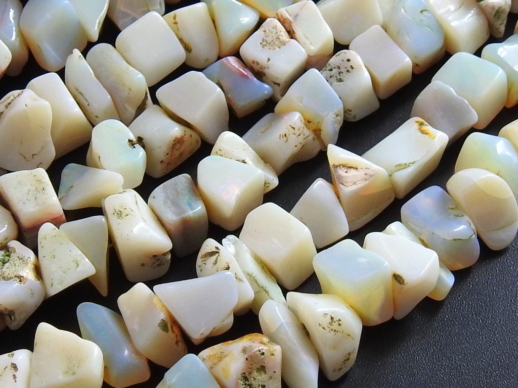Natural Australian Opal Polished Rough Bead Strand, Uncut Chip Nugget Beads, 16 Inches Wholesale Gemstone Supplies for Jewelry Making MS