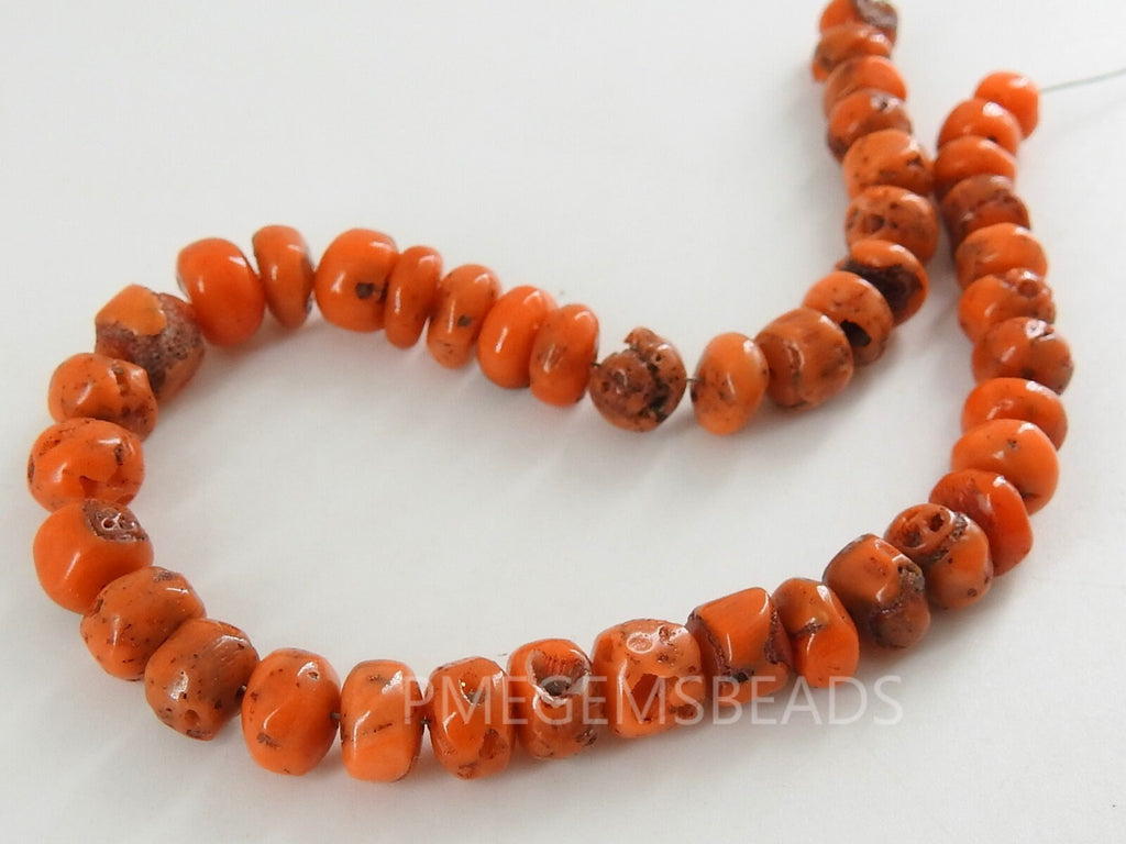 Orange Coral Smooth Roundel Bead For Making Jewelry 8Inches Strand Wholesaler Supplies Natural Stone BK-CR2