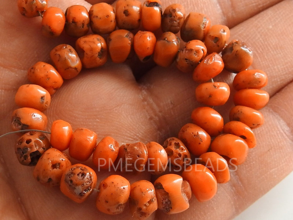 Orange Coral Smooth Roundel Bead For Making Jewelry 8Inches Strand Wholesaler Supplies Natural Stone BK-CR2