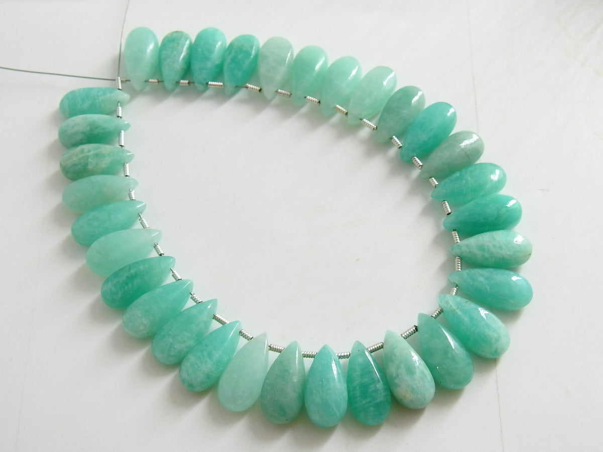 Natural Amazonite Smoothly Polished Teardrop Beads 10Pc Pack 15x7mm Wholesale Gemstone Supplies New Arrival Briolette Drop Pendant DIY