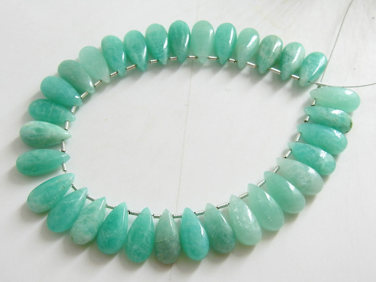 Natural Amazonite Smoothly Polished Teardrop Beads 10Pc Pack 15x7mm Wholesale Gemstone Supplies New Arrival Briolette Drop Pendant DIY