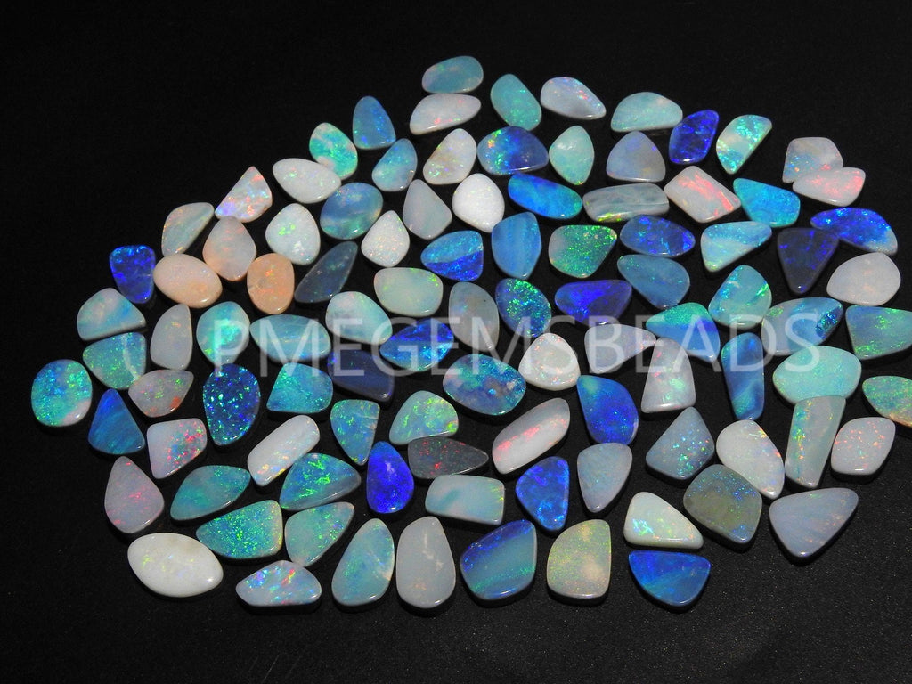 10Pc Natural Australian Opal Doublet Cabochon Lot, Multi Fire Smooth Handmade Loose Gemstone for Jewelry Making, One of a Kind DIY Supplies