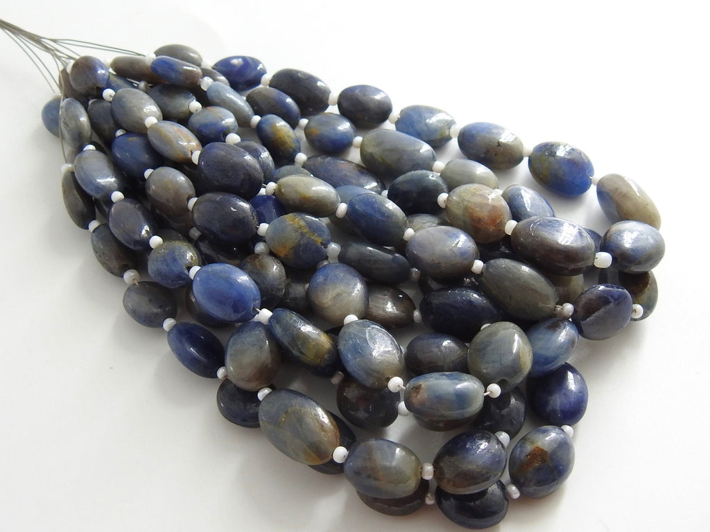 Natural Blue Sapphire Smooth Oval Tumble Beads, 8 Inch Strand Loose Gemstone for DIY Jewelry Making, Wholesale Supplies PME-TU5
