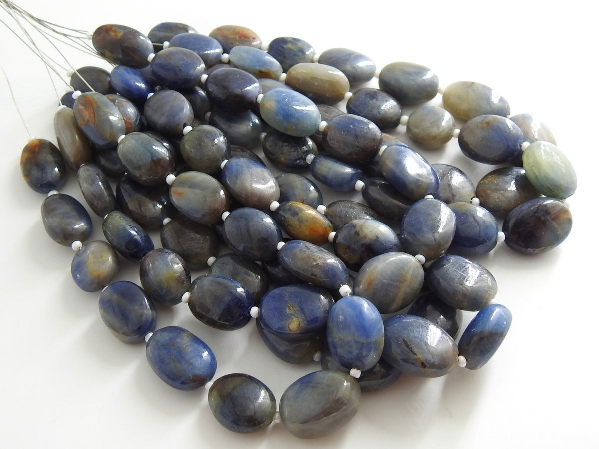 Natural Blue Sapphire Smooth Oval Tumble Beads, 8 Inch Strand Loose Gemstone for DIY Jewelry Making, Wholesale Supplies PME-TU5
