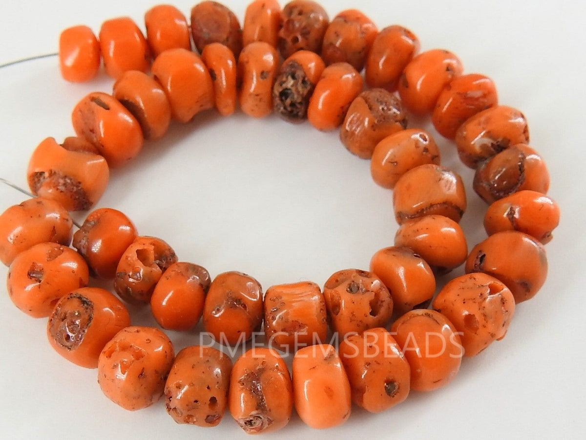 Orange Coral Smooth Roundel Bead For Making Jewelry 8Inches Strand Wholesaler Supplies Natural Stone BK-CR2