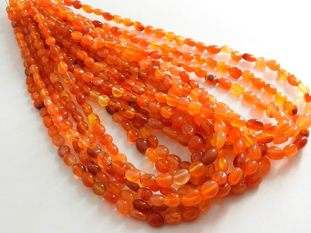 Carnelian Smooth Oval Beads, Natural Gemstone Tumble Nugget 16 Inches Strand, 8x7mm to 5x4mm Wholesale Jewelry Making Supplies TU3