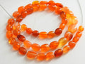 Carnelian Smooth Oval Beads, Natural Gemstone Tumble Nugget 16 Inches Strand, 8x7mm to 5x4mm Wholesale Jewelry Making Supplies TU3