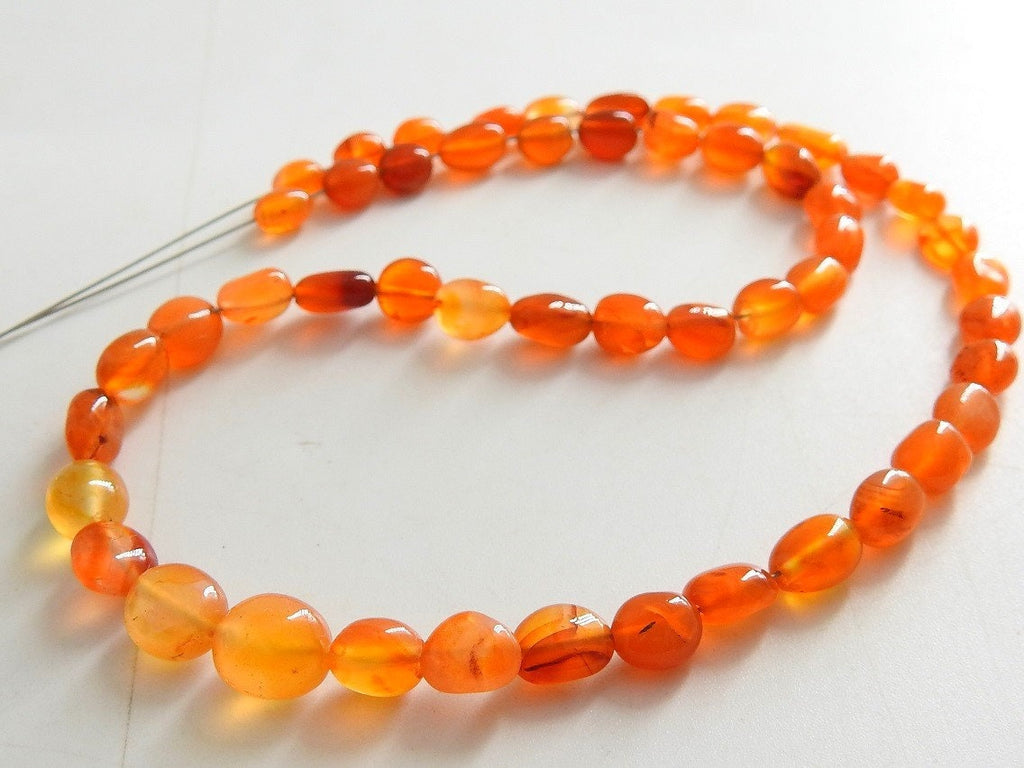 Carnelian Smooth Oval Beads, Natural Gemstone Tumble Nugget 16 Inches Strand, 8x7mm to 5x4mm Wholesale Jewelry Making Supplies TU3