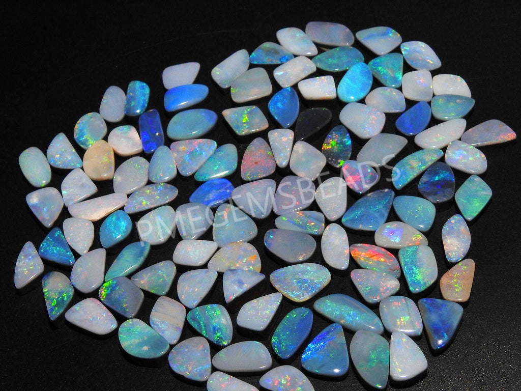 10Pc Natural Australian Opal Doublet Cabochon Lot, Multi Fire Smooth Handmade Loose Gemstone for Jewelry Making, One of a Kind DIY Supplies