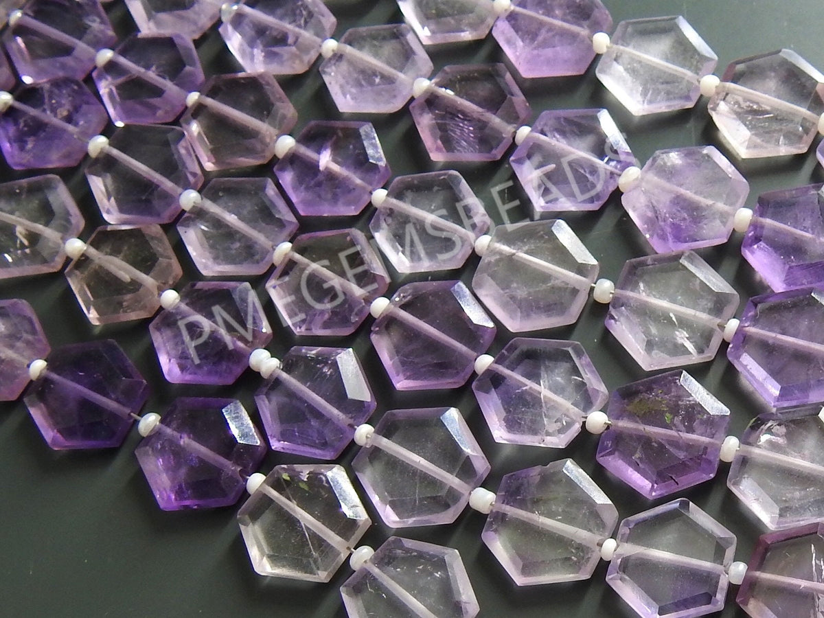 Natural Amethyst Faceted Hexagon Beads, 20pc Strand 11x11mm Purple Gemstone, Geometric Loose Stone Beads for DIY Jewelry Making Supplies