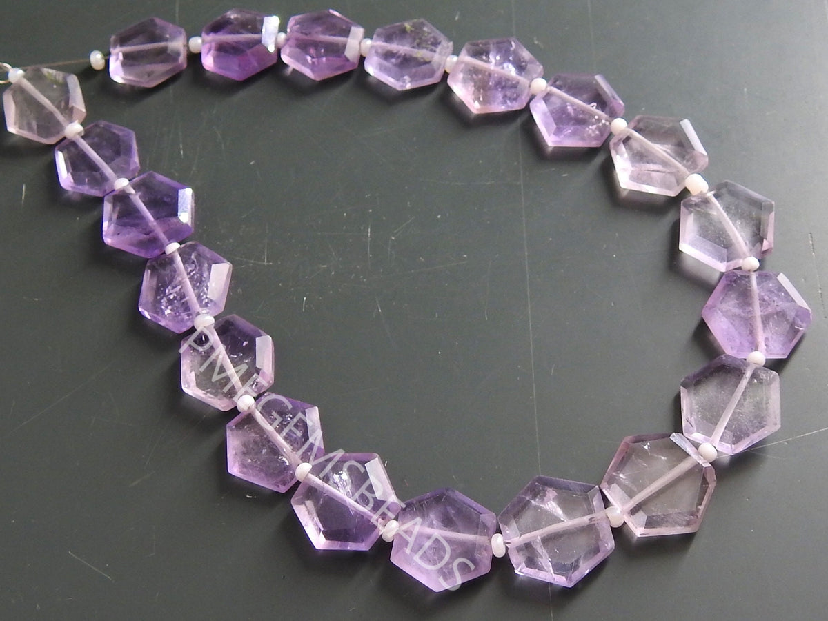 Natural Amethyst Faceted Hexagon Beads, 20pc Strand 11x11mm Purple Gemstone, Geometric Loose Stone Beads for DIY Jewelry Making Supplies