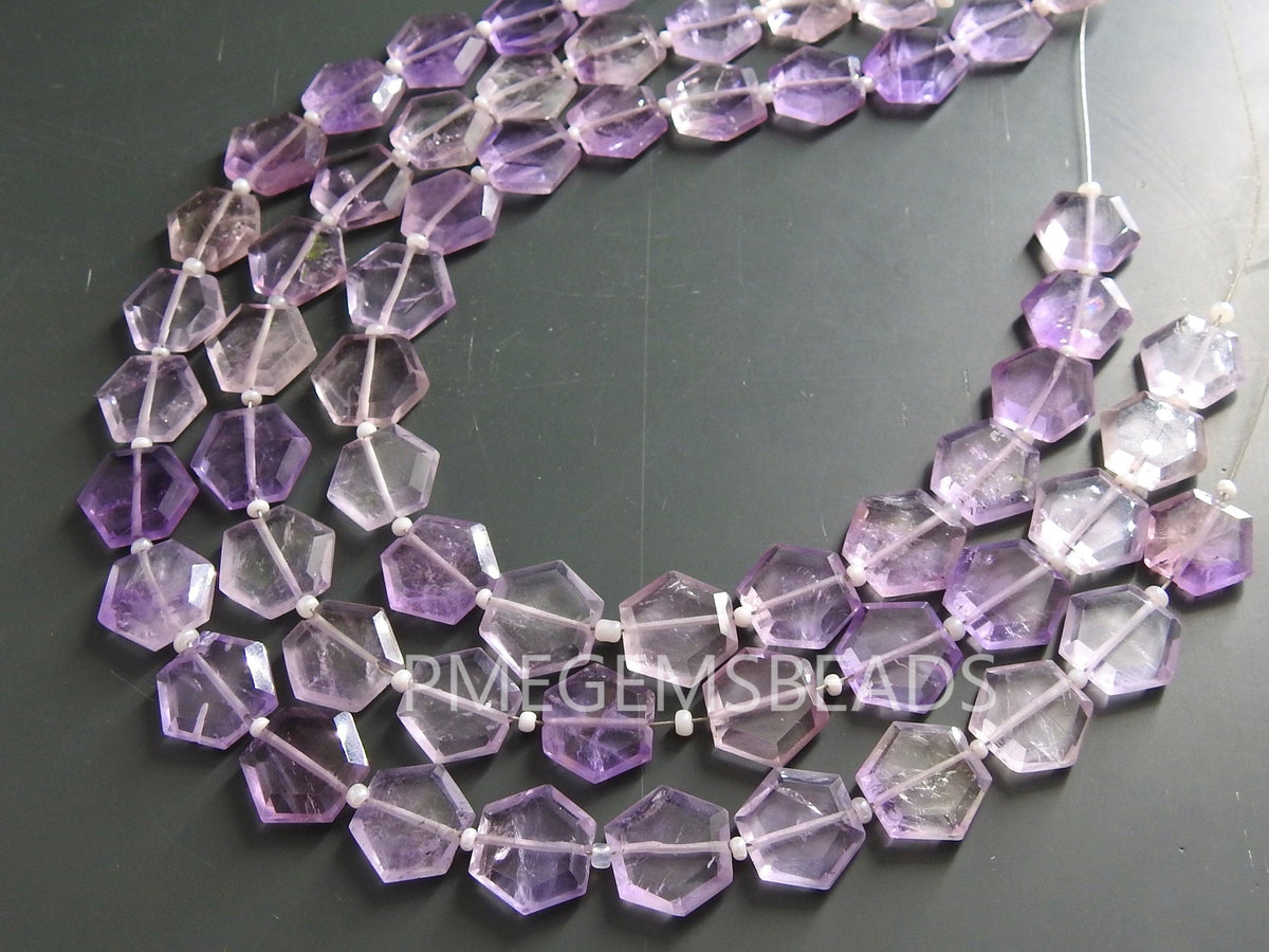 Natural Amethyst Faceted Hexagon Beads, 20pc Strand 11x11mm Purple Gemstone, Geometric Loose Stone Beads for DIY Jewelry Making Supplies