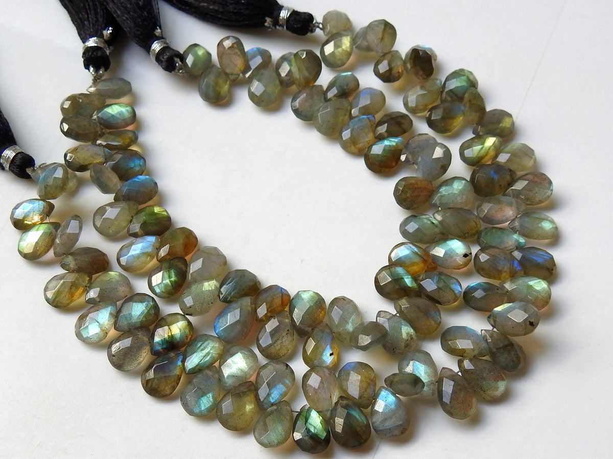Labradorite Faceted Multi Fire Teardrop For Making Jewelry 8Inches 10X7MM Approx Natural Stone PME-BR1
