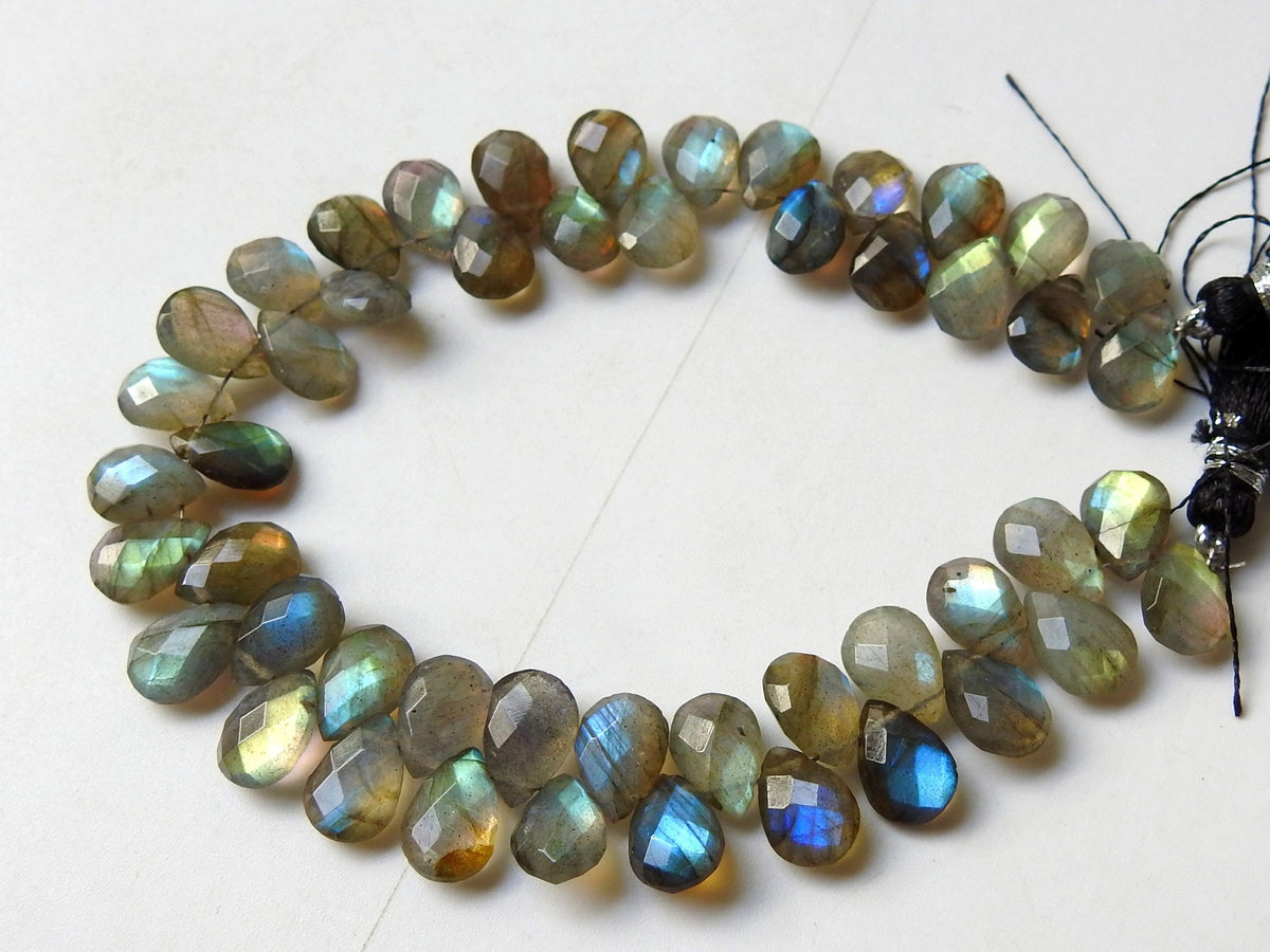 Labradorite Faceted Multi Fire Teardrop For Making Jewelry 8Inches 10X7MM Approx Natural Stone PME-BR1