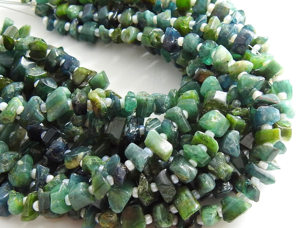 Natural Green Tourmaline Polished Rough Bead 16" Strand 5-9mm Loose Gemstone Supplies Jewelry Making RB2