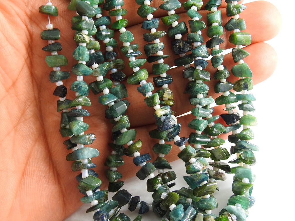 Natural Green Tourmaline Polished Rough Bead 16" Strand 5-9mm Loose Gemstone Supplies Jewelry Making RB2