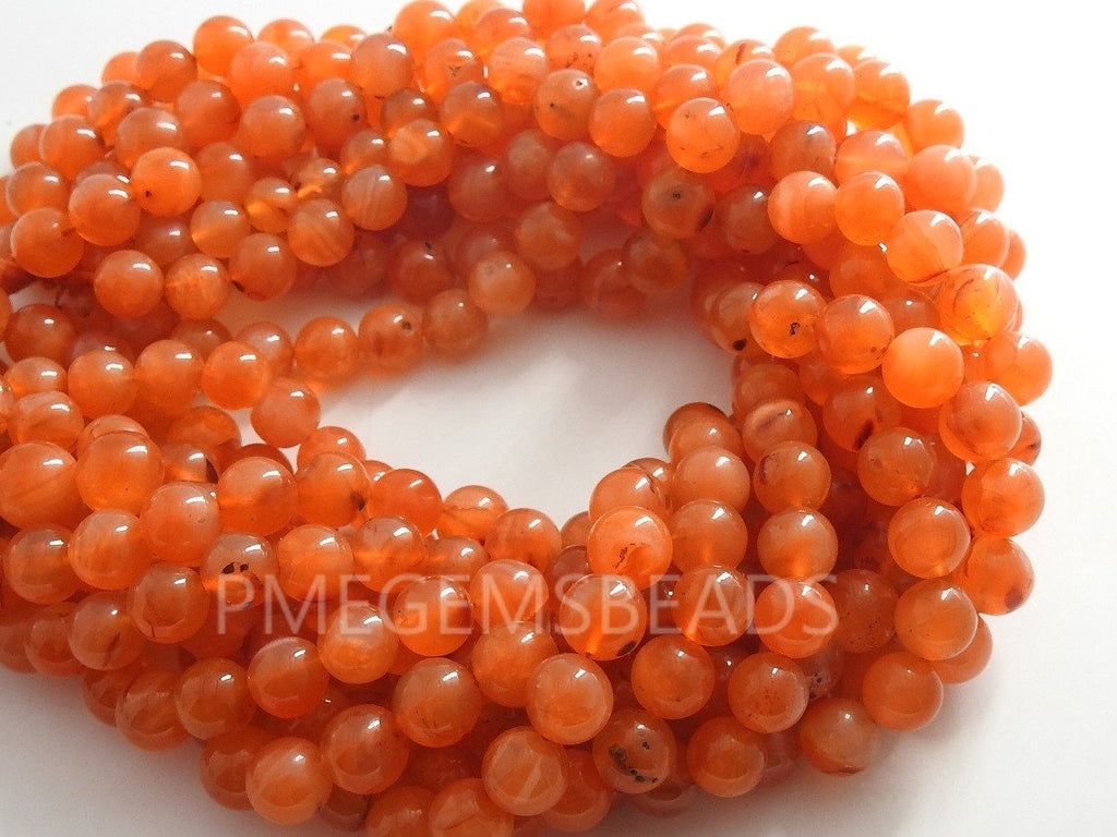 Natural Carnelian Smooth Round Beads, 9mm Red Agate Sphere Ball Strand, 15 Inch Genuine Loose Gemstone Jewelry Making Supplies WM-B3