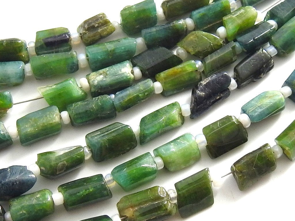 Natural Green Tourmaline Polished Crystal Beads Raw Nugget Gemstone Strand 8" for Jewelry Making DIY Stone Supplies 7X4To10X4MM