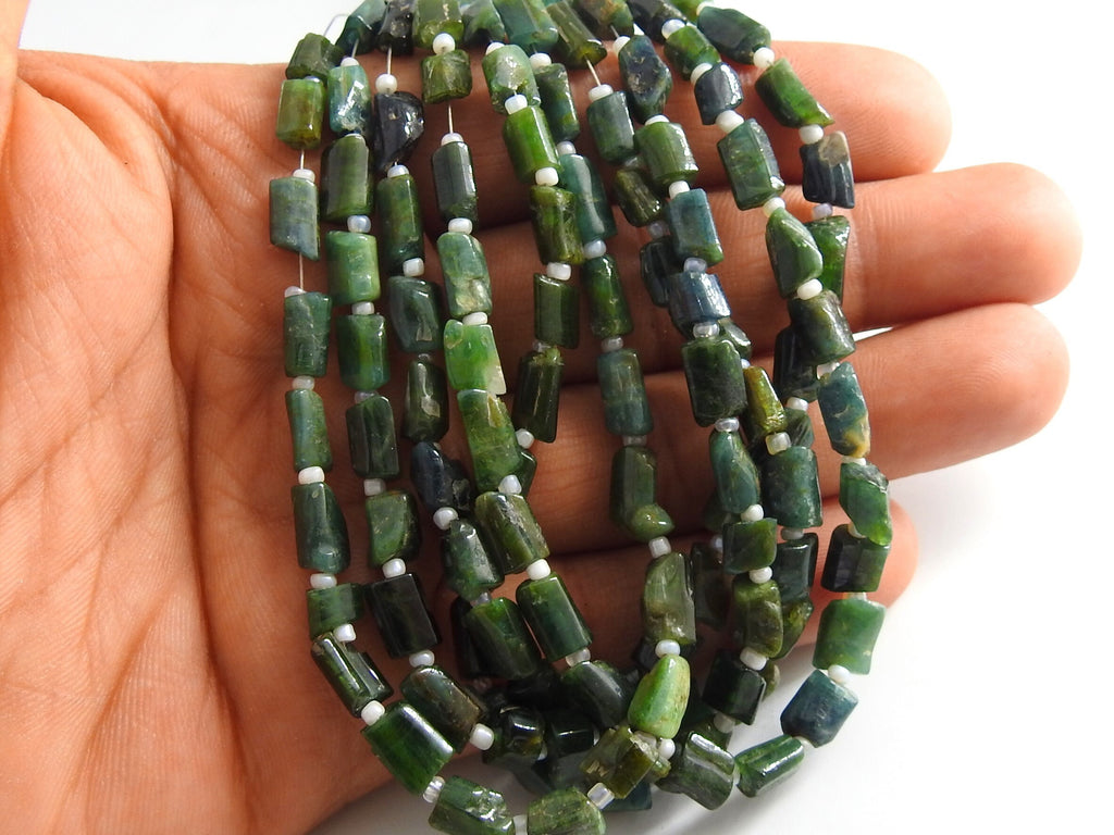 Natural Green Tourmaline Polished Crystal Beads Raw Nugget Gemstone Strand 8" for Jewelry Making DIY Stone Supplies 7X4To10X4MM