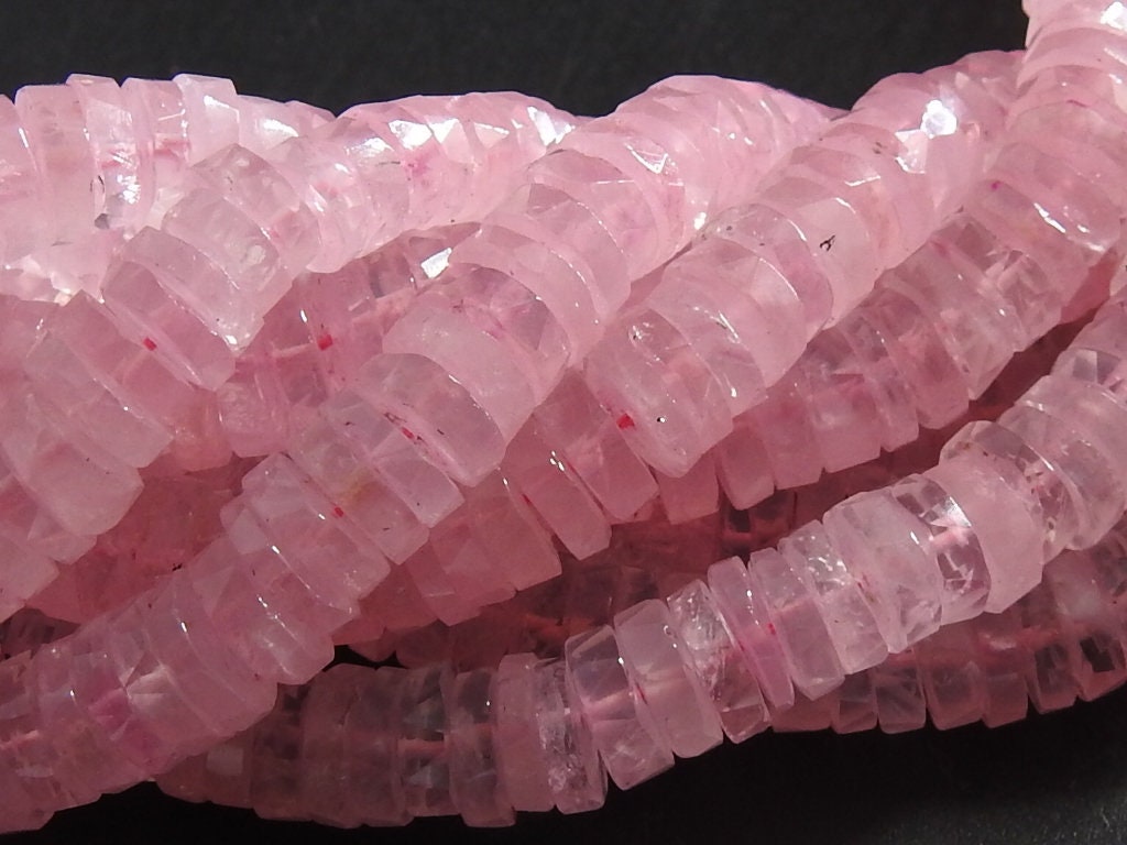 Natural Rose Quartz Beads Faceted Tire Coin Button Wheel Shape 6-7mm Wholesale Gemstone 8 Inch Strand Loose Pink Spacer Jewelry Supplies