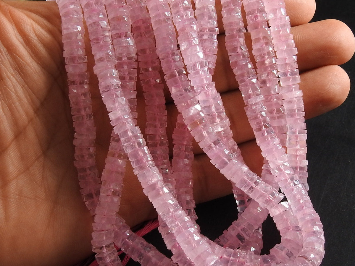 Natural Rose Quartz Beads Faceted Tire Coin Button Wheel Shape 6-7mm Wholesale Gemstone 8 Inch Strand Loose Pink Spacer Jewelry Supplies