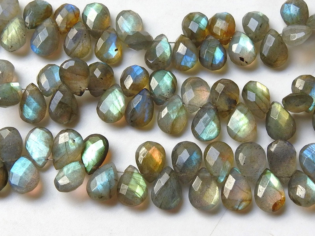 Labradorite Faceted Multi Fire Teardrop For Making Jewelry 8Inches 10X7MM Approx Natural Stone PME-BR1