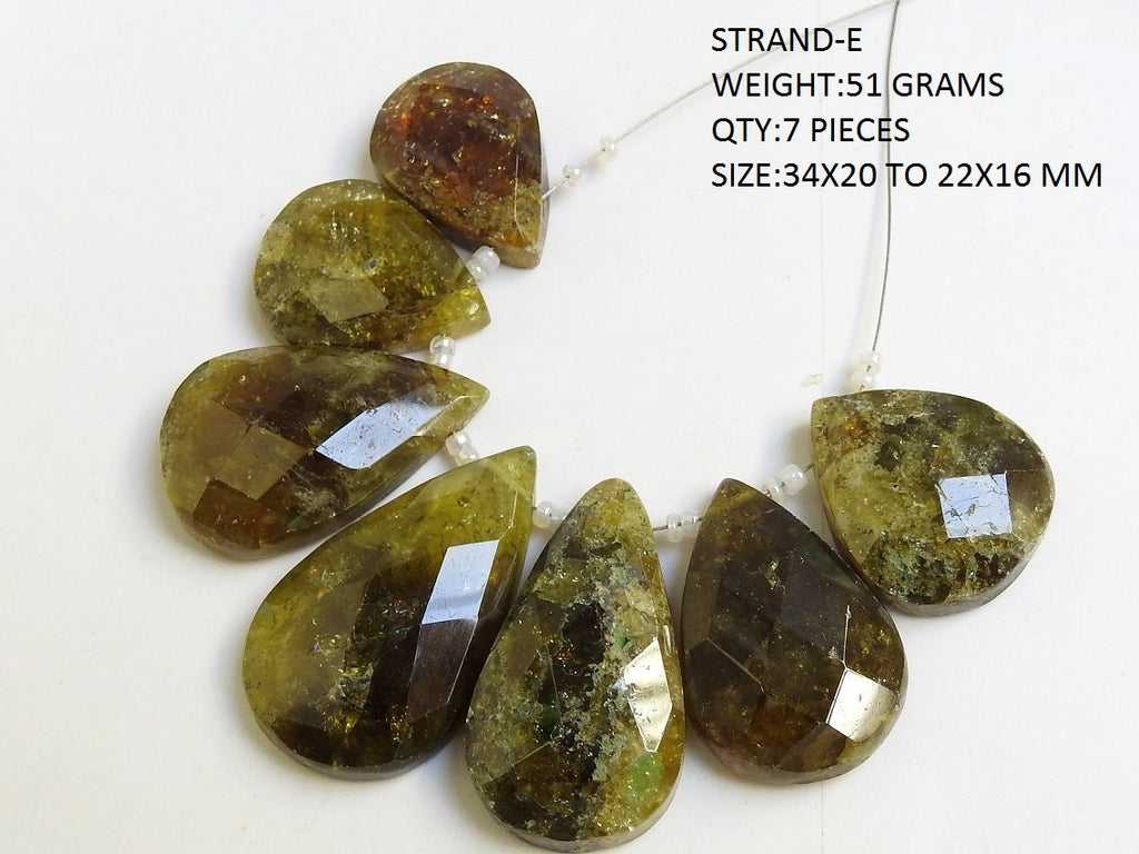 Natural Grossularite Garnet Faceted Fancy Shape Cabochon Briolette, Green Loose Gemstone Wholesale Craft Supply