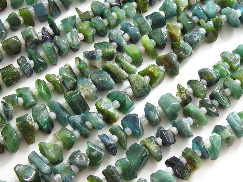 Natural Green Tourmaline Polished Rough Bead 16" Strand 5-9mm Loose Gemstone Supplies Jewelry Making RB2