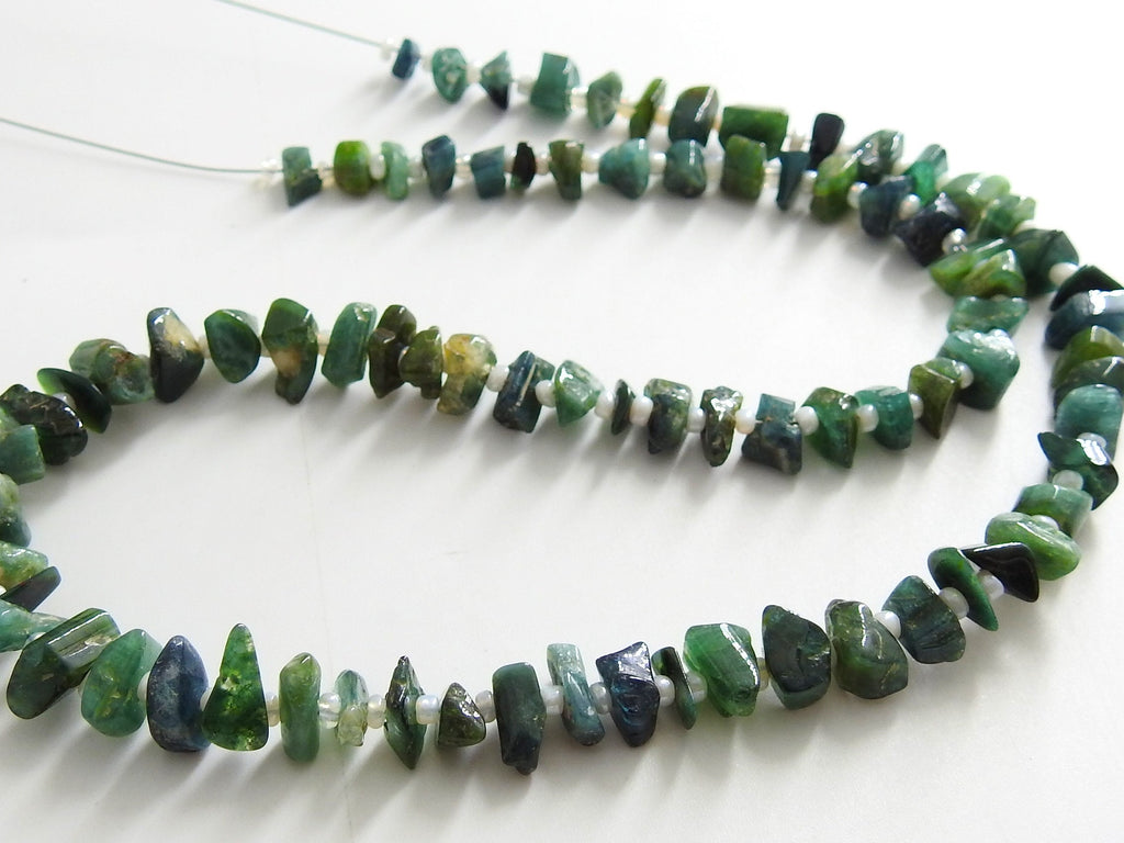 Natural Green Tourmaline Polished Rough Bead 16" Strand 5-9mm Loose Gemstone Supplies Jewelry Making RB2