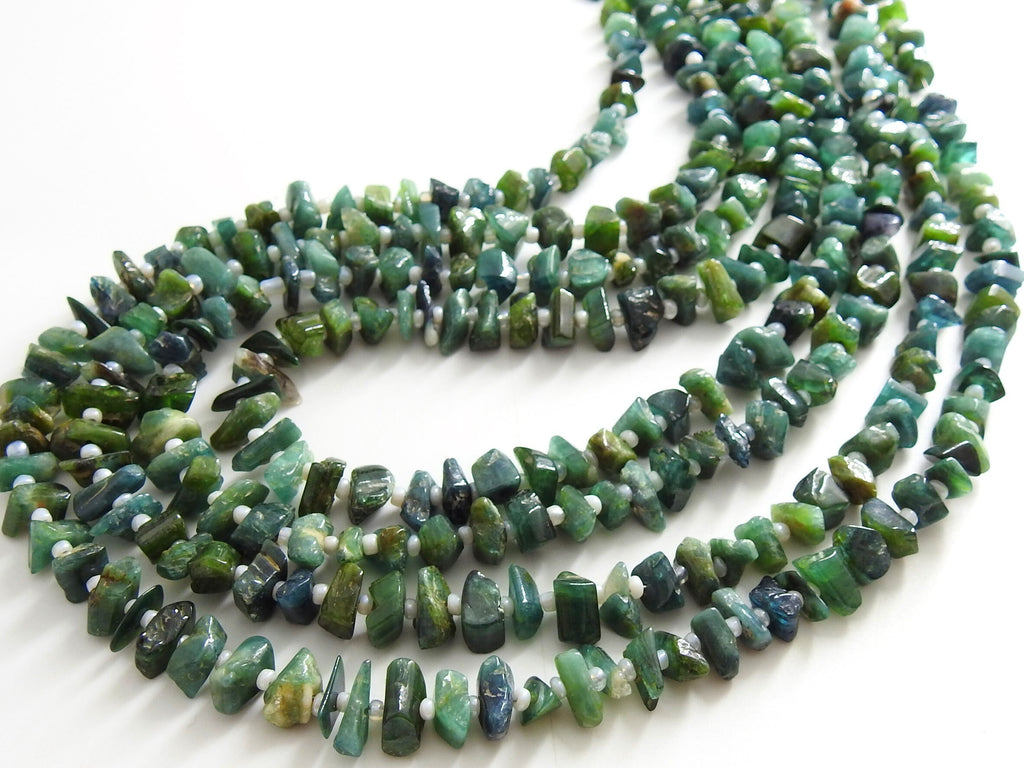 Natural Green Tourmaline Polished Rough Bead 16" Strand 5-9mm Loose Gemstone Supplies Jewelry Making RB2
