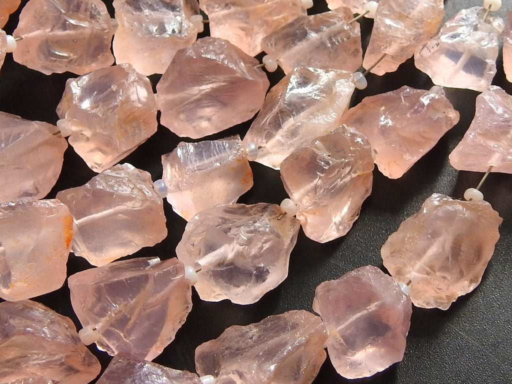 Rose Quartz Rough Tumble Nugget Strand, 14pc Natural Loose Raw Stone,15-20MM Long Approx Wholesale Jewelry Making Supplies Lot R3