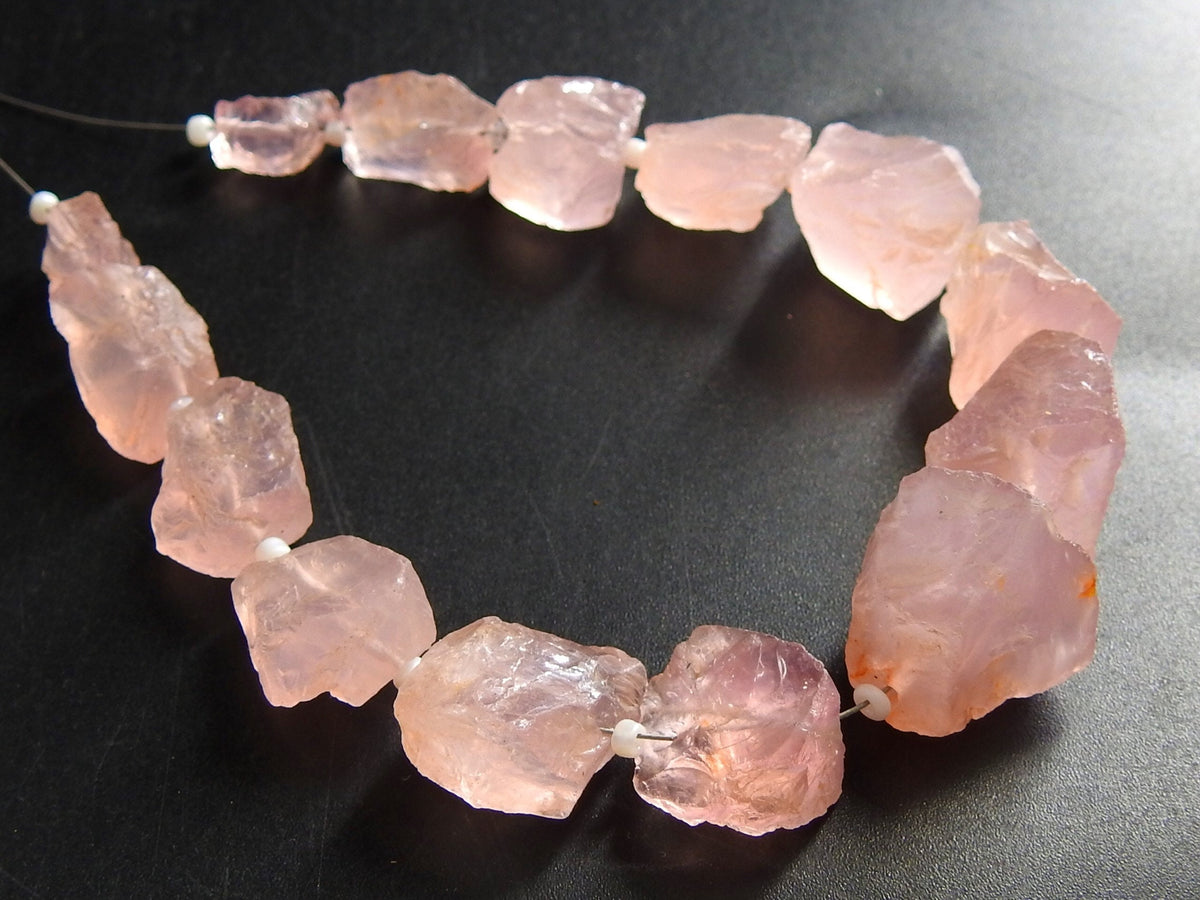 Rose Quartz Rough Tumble Nugget Strand, 14pc Natural Loose Raw Stone,15-20MM Long Approx Wholesale Jewelry Making Supplies Lot R3