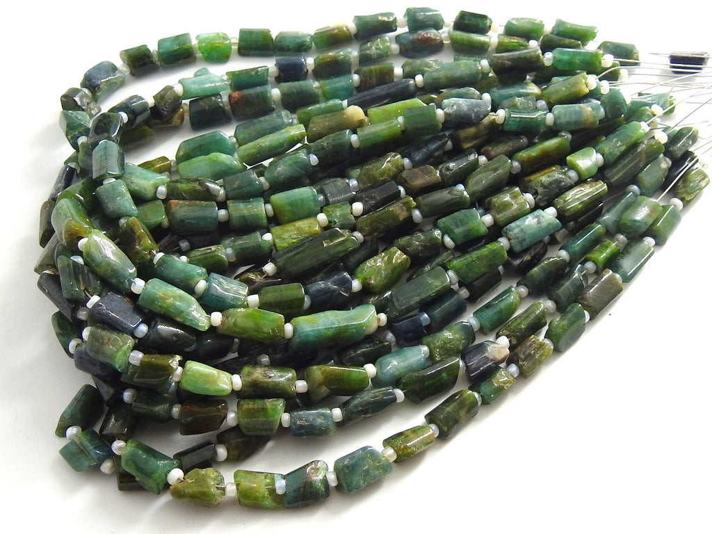 Natural Green Tourmaline Polished Crystal Beads Raw Nugget Gemstone Strand 8" for Jewelry Making DIY Stone Supplies 7X4To10X4MM