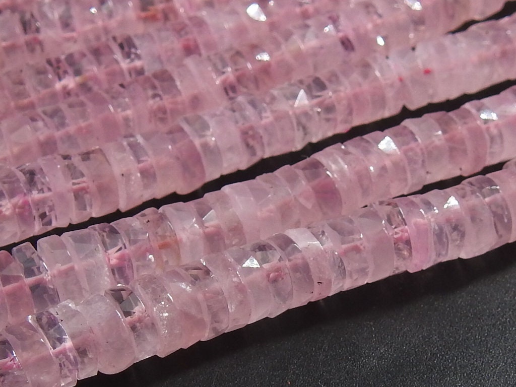 Natural Rose Quartz Beads Faceted Tire Coin Button Wheel Shape 6-7mm Wholesale Gemstone 8 Inch Strand Loose Pink Spacer Jewelry Supplies