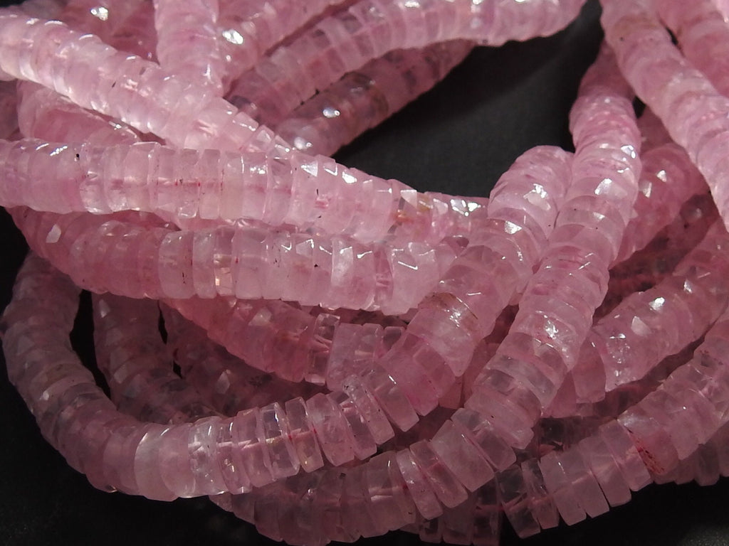 Natural Rose Quartz Beads Faceted Tire Coin Button Wheel Shape 6-7mm Wholesale Gemstone 8 Inch Strand Loose Pink Spacer Jewelry Supplies