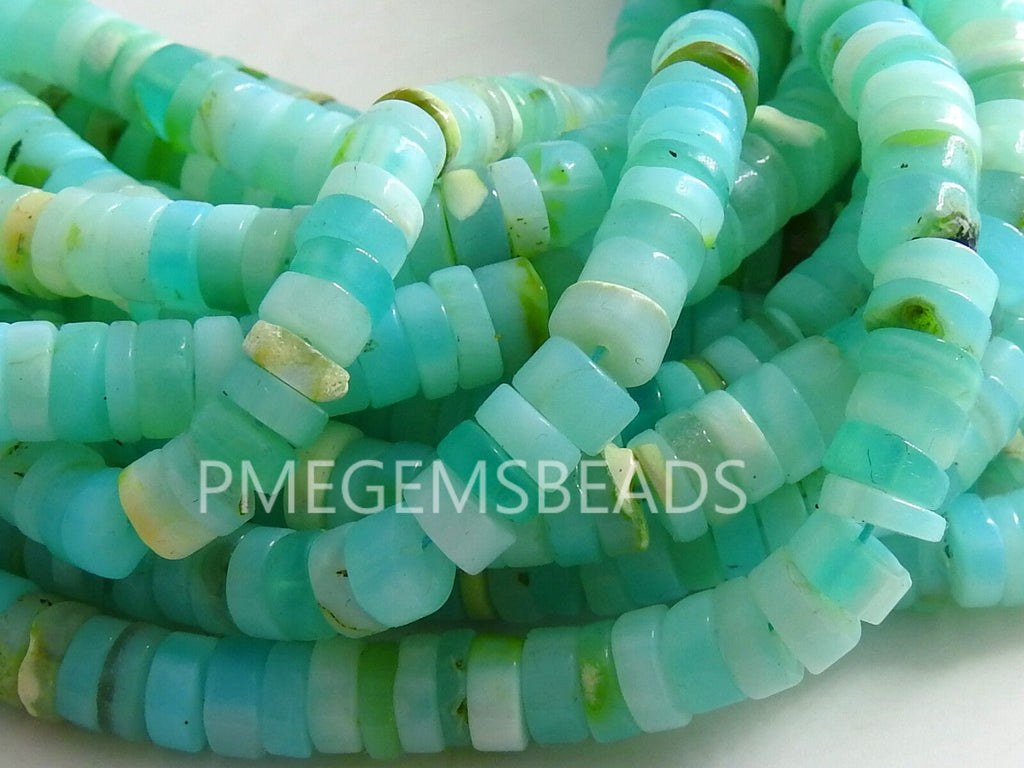 Blue Peruvian Opal Beads Smooth Polished Tire Coin Button Wheel Shape 16 Inch Strand Wholesale Gemstone Beads Jewelry Making Supplies MS-T2
