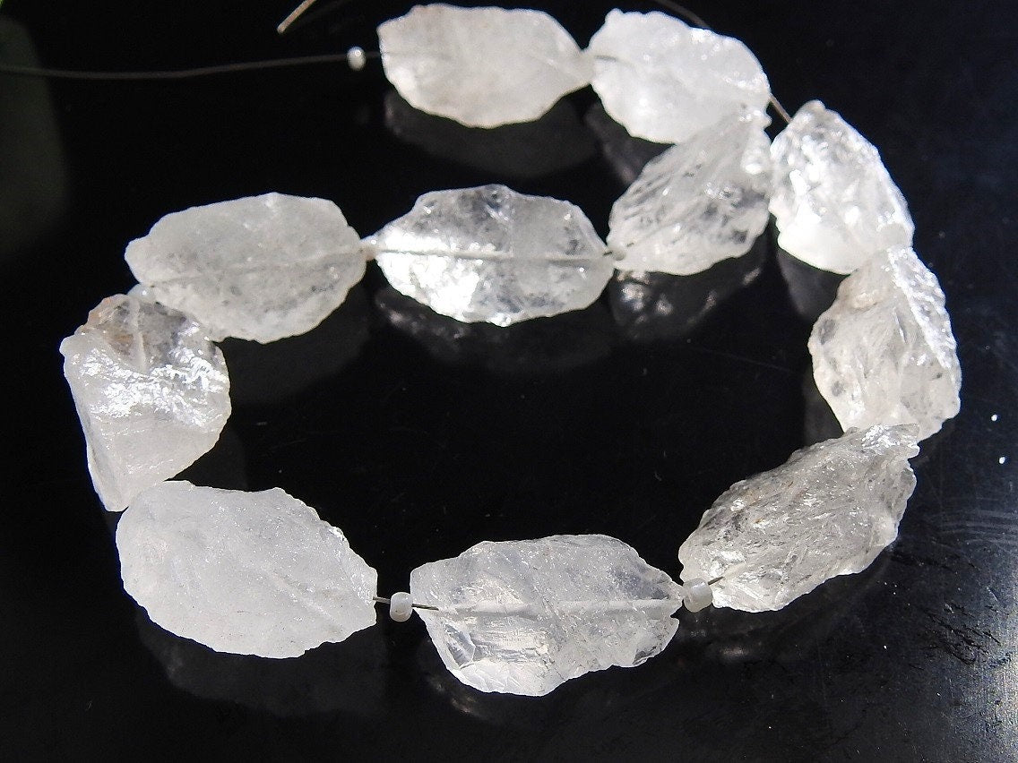 Natural Crystal Quartz Rough Marquise Hammer Bead Loose Raw Stone Wholesale Clear Quartz Points 8Inches 26x14mm Jewelry Making Supply
