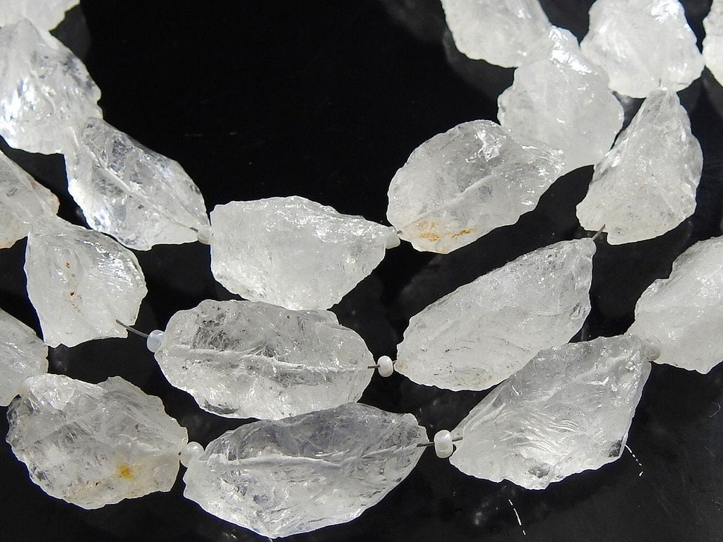 Natural Crystal Quartz Rough Marquise Hammer Bead Loose Raw Stone Wholesale Clear Quartz Points 8Inches 26x14mm Jewelry Making Supply