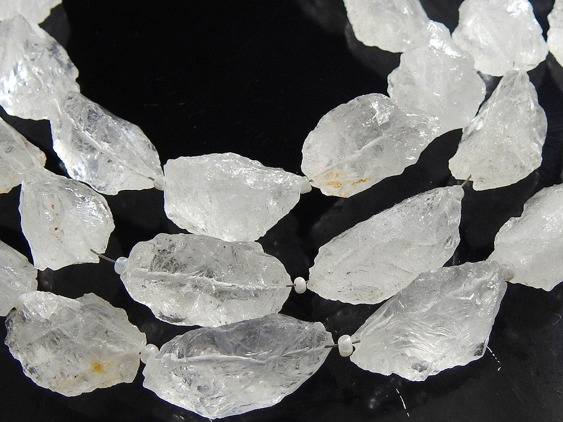 Natural Crystal Quartz Rough Marquise Hammer Bead Loose Raw Stone Wholesale Clear Quartz Points 8Inches 26x14mm Jewelry Making Supply