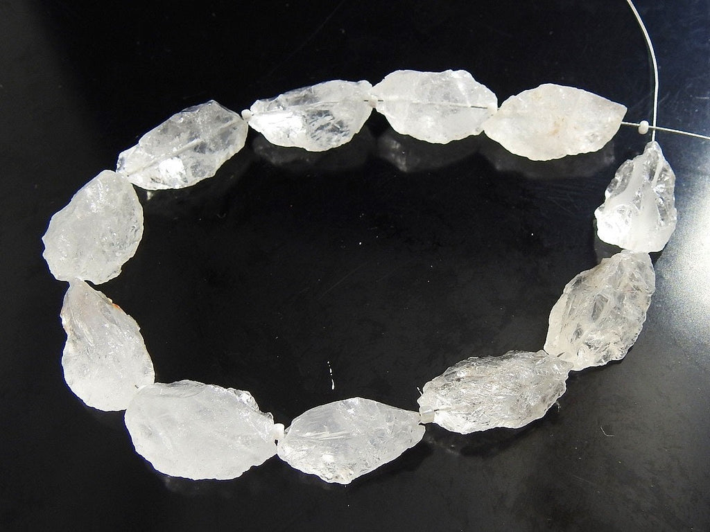 Natural Crystal Quartz Rough Marquise Hammer Bead Loose Raw Stone Wholesale Clear Quartz Points 8Inches 26x14mm Jewelry Making Supply