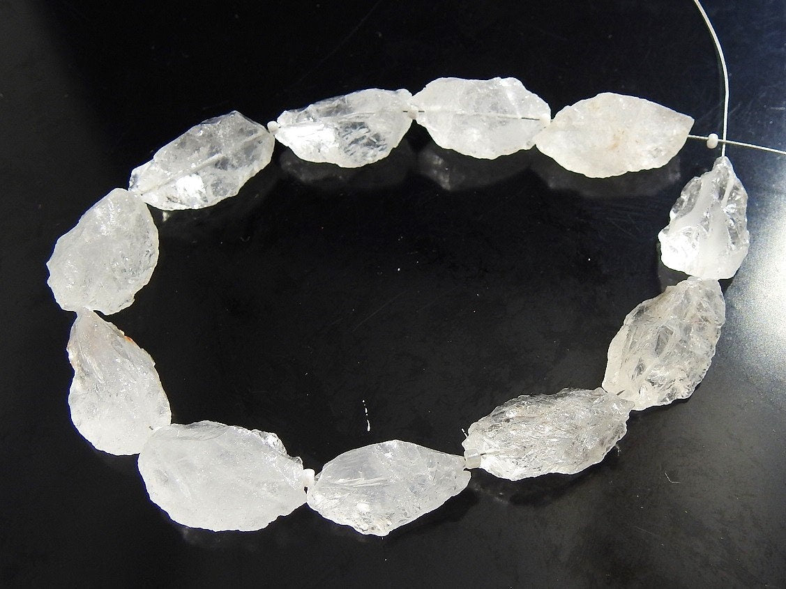 Natural Crystal Quartz Rough Marquise Hammer Bead Loose Raw Stone Wholesale Clear Quartz Points 8Inches 26x14mm Jewelry Making Supply