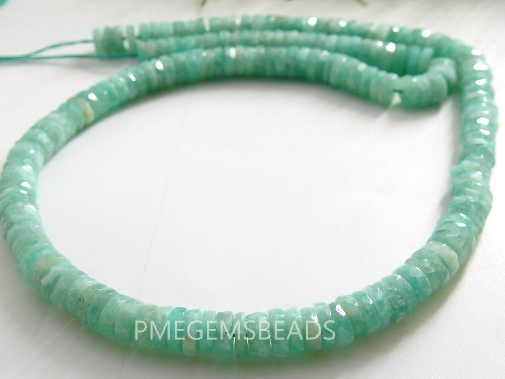 Amazonite Bead Faceted Heishe Tire Coin Button Wheel Shape Loose Stone Handmade For Making Jewelry Wholesaler Supplies 8Inch Strand PME-T4