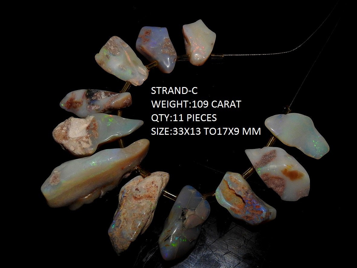 Natural Australian Opal Slice Strand Multi Fire Polished Rough Loose Raw Stone Crystal Mineral Gemstone Wholesale Jewelry Supplies MS