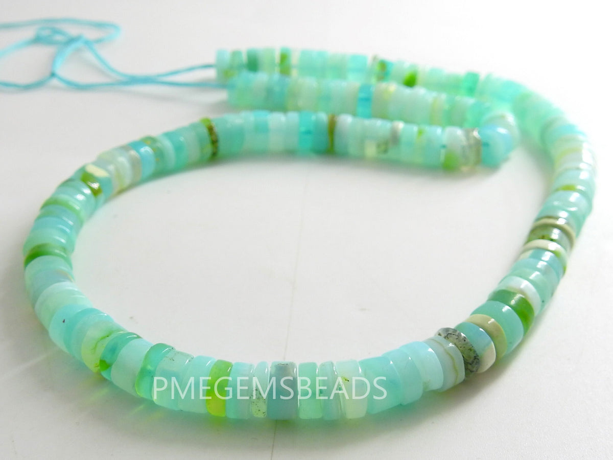 Blue Peruvian Opal Beads Smooth Polished Tire Coin Button Wheel Shape 16 Inch Strand Wholesale Gemstone Beads Jewelry Making Supplies MS-T2