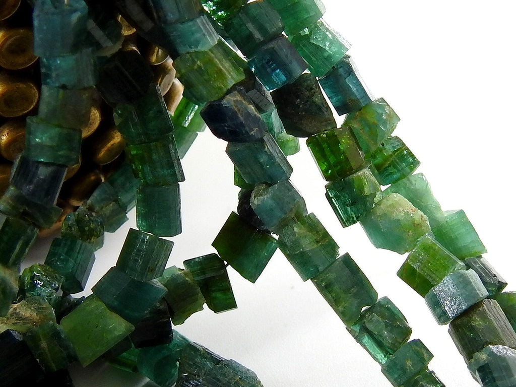 Natural Green Tourmaline Raw Nuggets 10" Strand 4-7MM Uncut Loose Crystal Stone Rough Gemstone Beads Wholesale Jewelry Making Supply DIY RB2