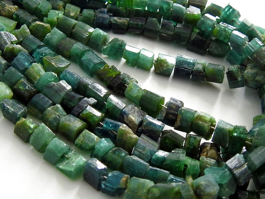Natural Green Tourmaline Raw Nuggets 10" Strand 4-7MM Uncut Loose Crystal Stone Rough Gemstone Beads Wholesale Jewelry Making Supply DIY RB2
